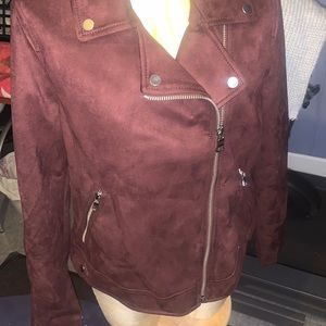 Loft suede moto jacket plum color